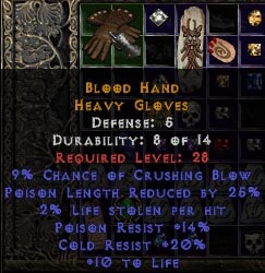 diablo 2 crafting blood gloves